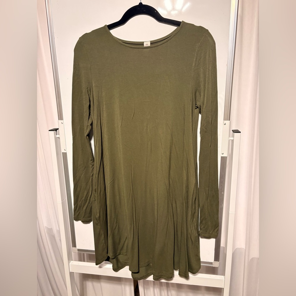 Olive Green Long Sleeve Dress